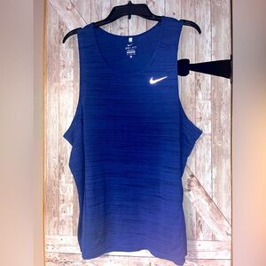 Nike Men's Dri-FIT Mesh Tank Top - Navy Blue with White Swoosh